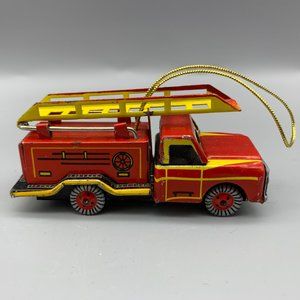Collectible Alexander Taron Metal Firetruck Christmas Tree Ornament